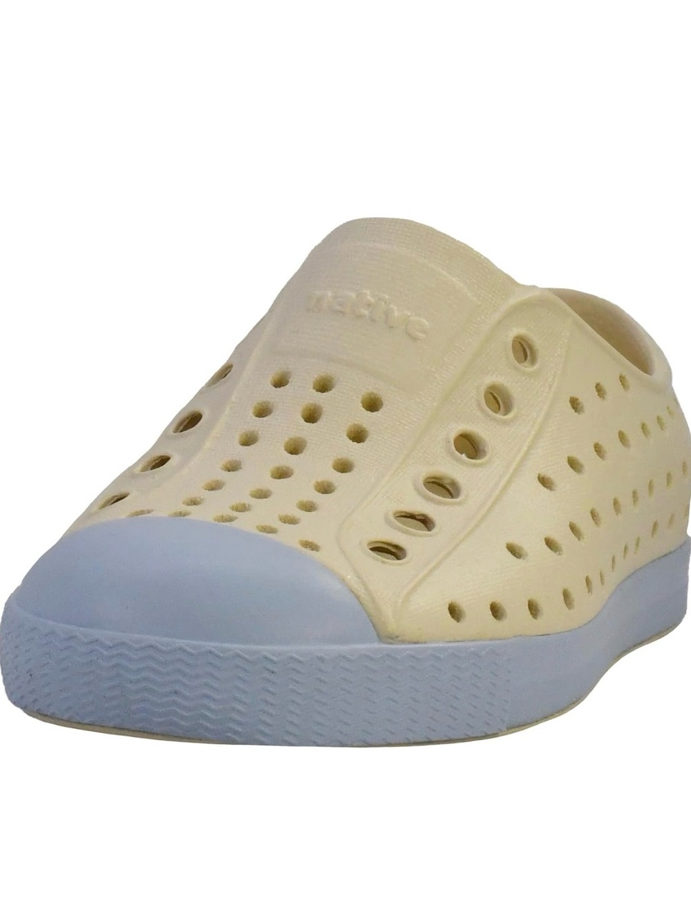 Native Shoes Slip-On in Pale Yellow with Light Blue Toe